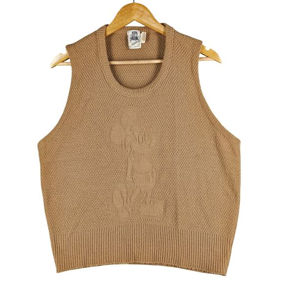 KENNINGTON CALIFORNIA VINTAGE 70'S UNISEX MICKEY BROWN KNIT SWEATER VEST SIZE L - Picture 1 of 7
